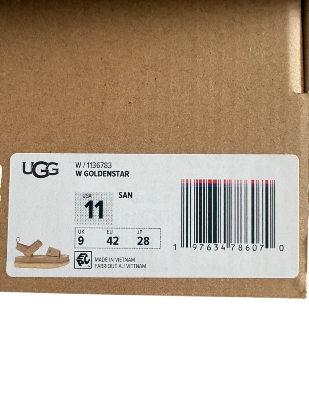UGG Women's Goldenstar Flat Platform Lug-Sole Sandal in Sand - Picture 15 of 15
